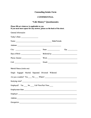 Counseling Intake Form