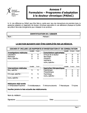 Formulaire – Programme d’adaptation à la douleur chronique (PADoC)