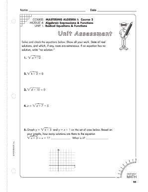 Algebraic Expressions & Functions Worksheet