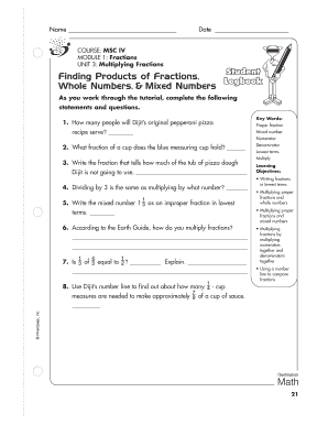 Multiplying Fractions Worksheet