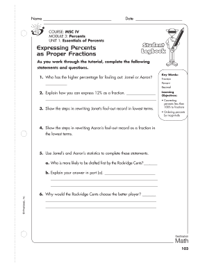 MSC IV Module 3 Percents Worksheet