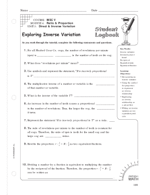 MSC V Ratio & Proportion Worksheet