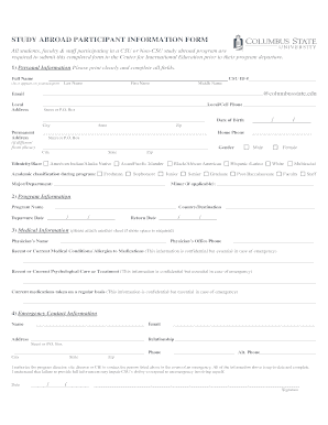 Study Abroad Participant Information Form