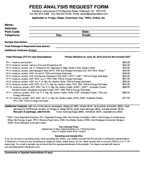 Feed Analysis Request Form