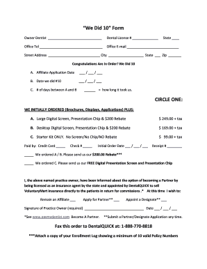 We Did 10 Affiliate Application Form