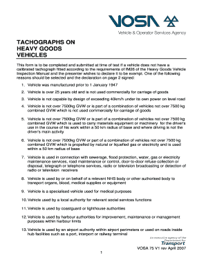 UK Tachograph Exemption Declaration Form