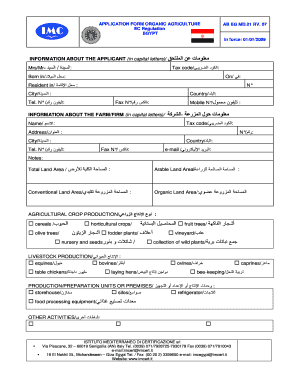 Organic Agriculture Application Form