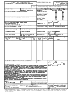 Shipper's Export Declaration Form