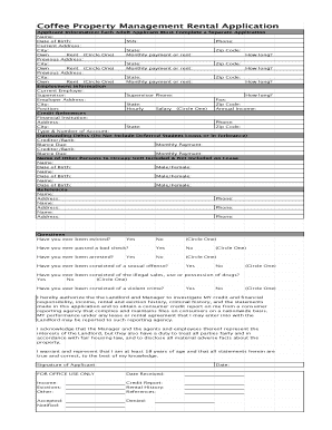 Coffee Property Management Rental Application