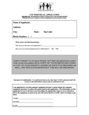 CLF Individual Application