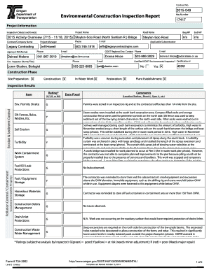 Environmental Construction Inspection Report