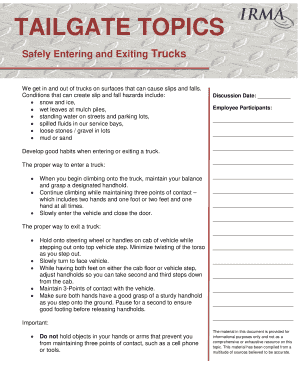 Truck Entry and Exit Safety Form