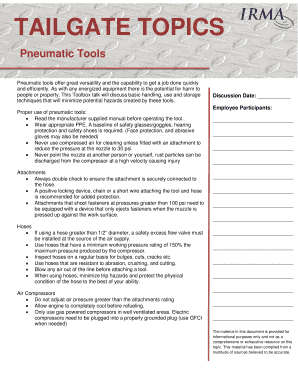 Pneumatic Tools Safety Toolbox Talk
