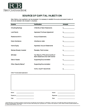 Source of Capital Injection Form