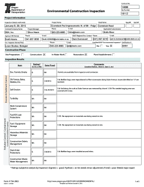 Environmental Construction Inspection Form