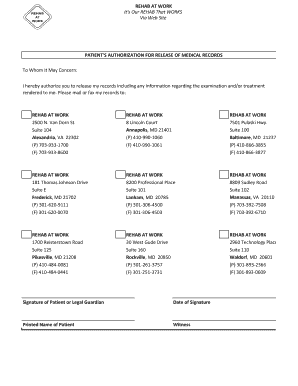 Patient Authorization for Release of Medical Records