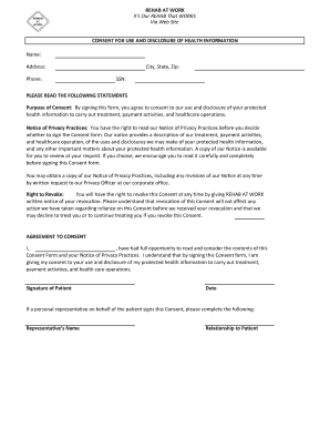 Rehab at Work Health Information Consent Form