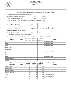 Work Injury Employment Information Form
