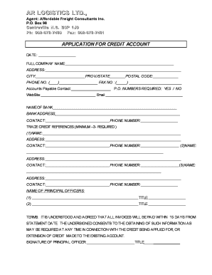 Application for Credit Account