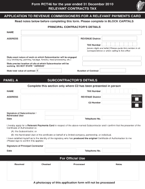 Relevant Contracts Tax Application Form RCT46