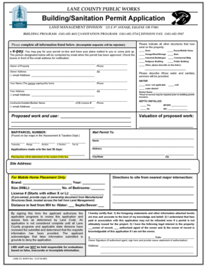 Lane County Building Sanitation Permit Application