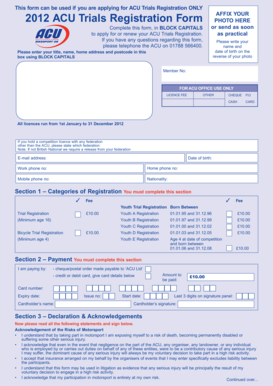 ACU Trials Registration Form