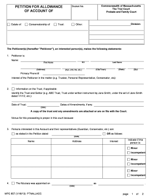 Petition for Allowance of Account