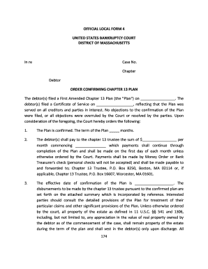 Chapter 13 Plan Confirmation Order
