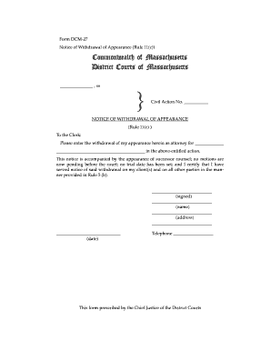 Notice of Withdrawal of Appearance