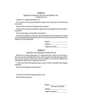 Request for Production of Documents and Admissions