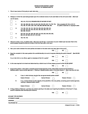 US District Court Case Information Form