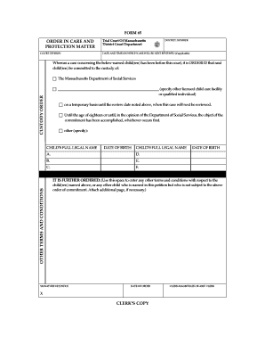 Massachusetts Child Custody Order Form 65