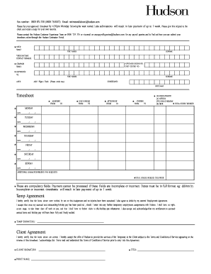 Hudson Timesheet Submission Form