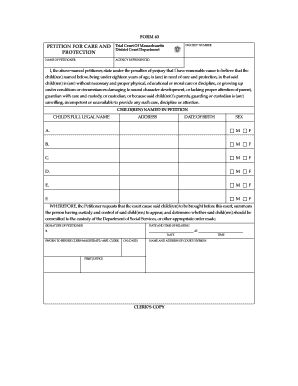 Massachusetts Child Care and Protection Petition
