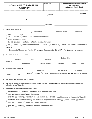Complaint to Establish Paternity