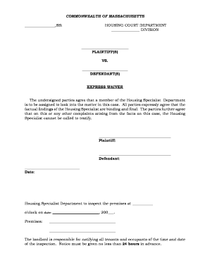 Massachusetts Housing Court Express Waiver