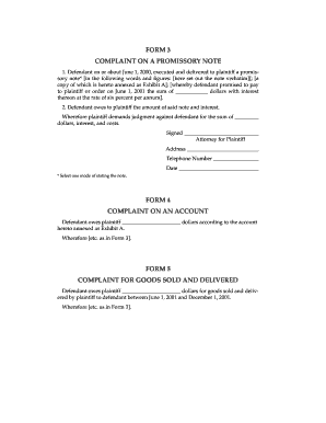 Complaint on a Promissory Note