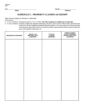 Bankruptcy Exemption Schedule C