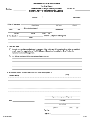 Complaint for Child Support Modification