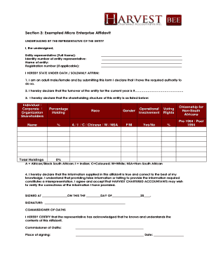 Exempted Micro Enterprise Affidavit