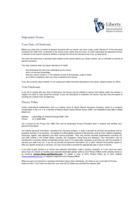 Duty of Disclosure Notice and Public Liability Proposal Form