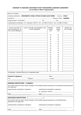 Erasmus Study Program Learning Agreement