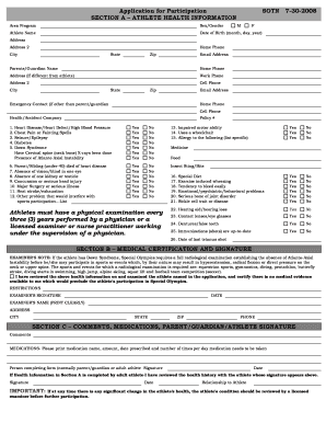 Special Olympics Athlete Health Application