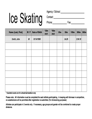 Ice Skating Registration Form