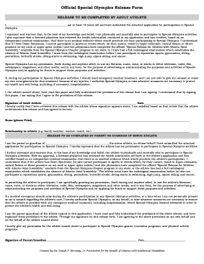Special Olympics Release Form