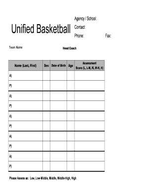 Basketball Player Assessment Form