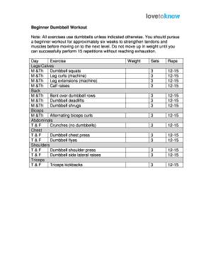 Fillable Online Beginner Dumbbell Workout Fax Email Print - pdfFiller