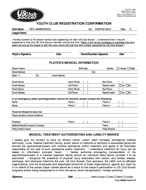 Youth Club Registration Confirmation