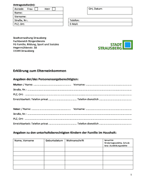 Erklärung zum Elterneinkommen