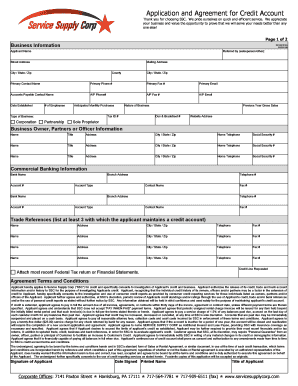 Application and Agreement for Credit Account